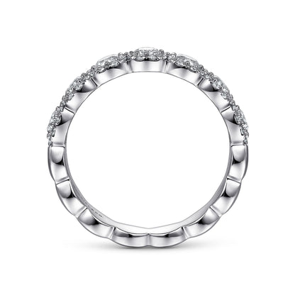 14K White Gold Round Diamond Halo Anniversary Band