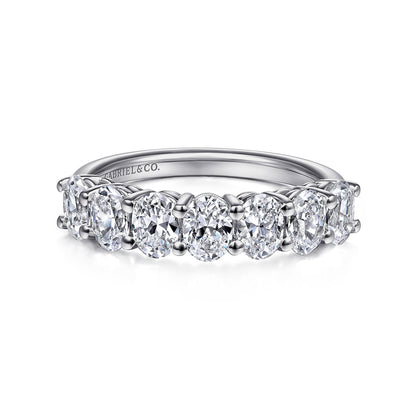 14K White Gold 7 Stone Oval Diamond Anniversary Band