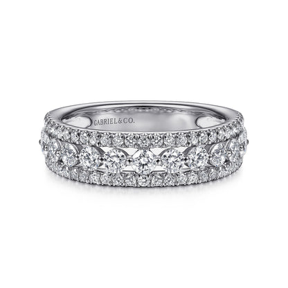 Wide 14K White Gold Diamond Anniversary Band