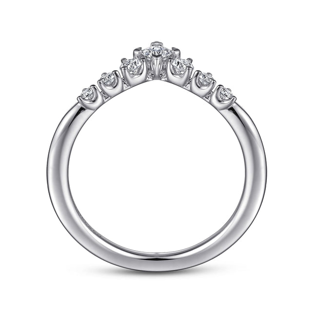 Curved 14K White Gold Princess Cut and Round Diamond Anniversary Band
