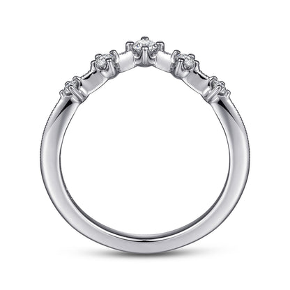 14K White Gold Curved Diamond Anniversary Band