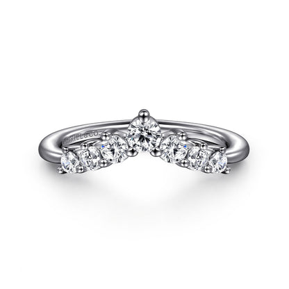 Curved-14K White Gold Diamond Anniversary Band