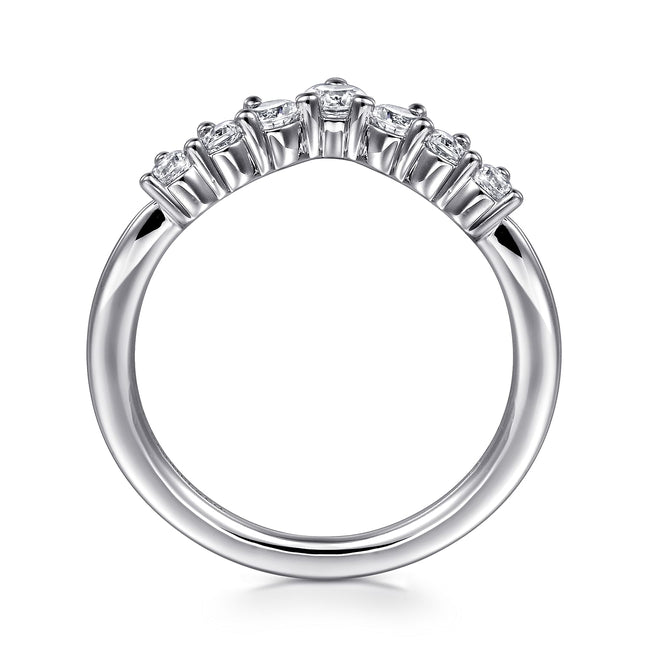 Curved-14K White Gold Diamond Anniversary Band