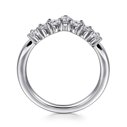 Curved-14K White Gold Diamond Anniversary Band