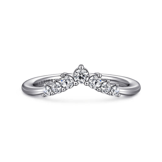 Curved-14K White Gold Diamond Anniversary Band