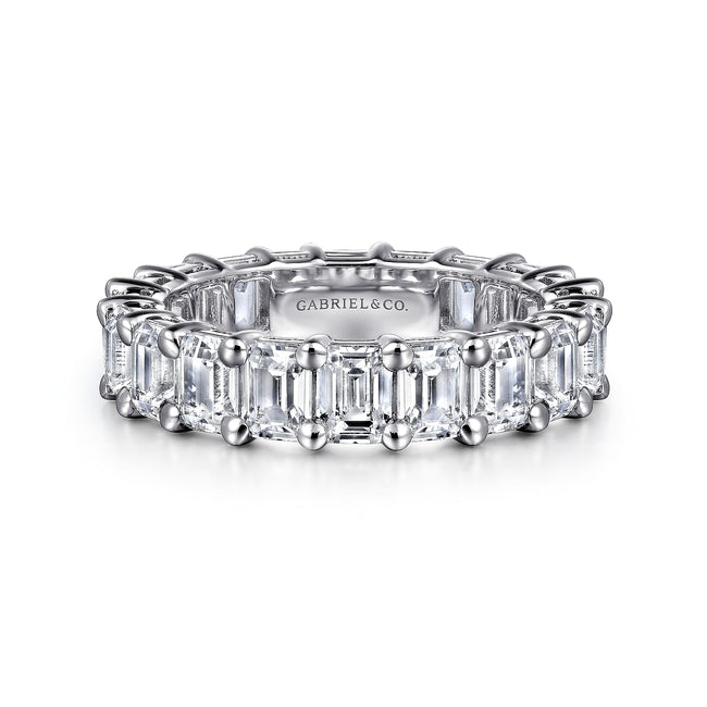 14K White Gold Shared Prong Emerald Cut Diamond Eternity Band