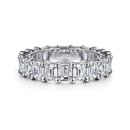 14K White Gold Shared Prong Emerald Cut Diamond Eternity Band