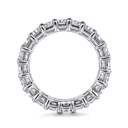 14K White Gold Shared Prong Emerald Cut Diamond Eternity Band