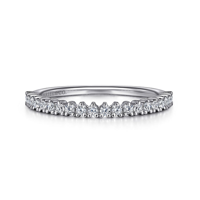 14K White Gold Round Diamond Anniversary Band
