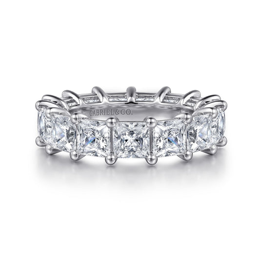 14K White Gold Princess Cut Shared Prong Diamond Eternity Band