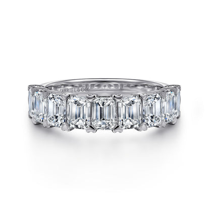 14K White Gold Emerald Cut Diamond Anniversary Band