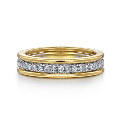 14K Yellow-White Gold Round Diamond Anniversary Band