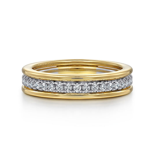 14K Yellow-White Gold Round Diamond Anniversary Band