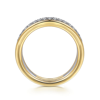 14K Yellow-White Gold Round Diamond Anniversary Band