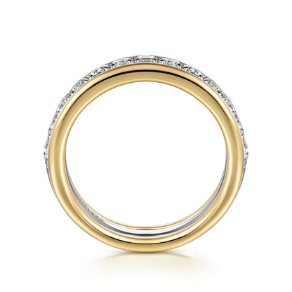 14K White-Yellow Gold Diamond Anniversary Band