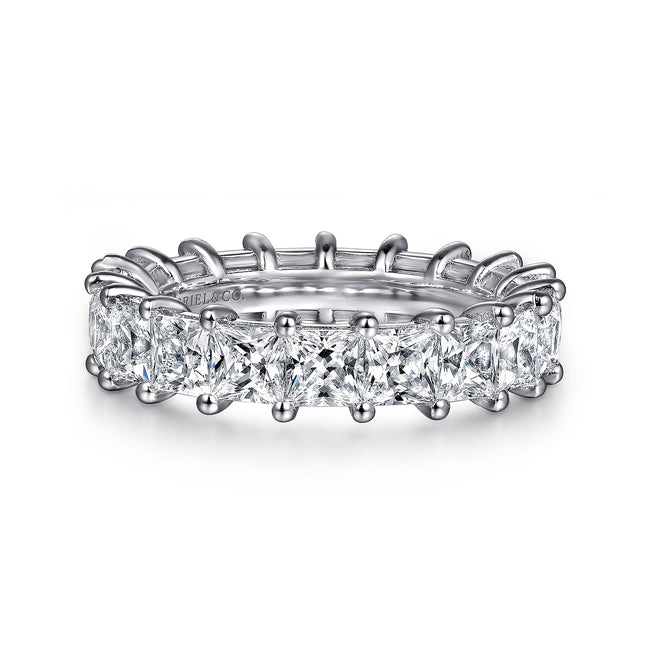 14K White Gold Princess Cut Shared Prong Diamond Eternity Band