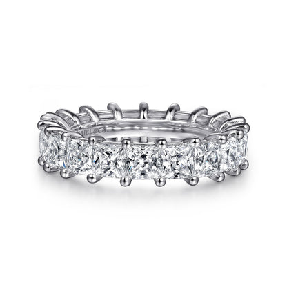 14K White Gold Princess Cut Shared Prong Diamond Eternity Band