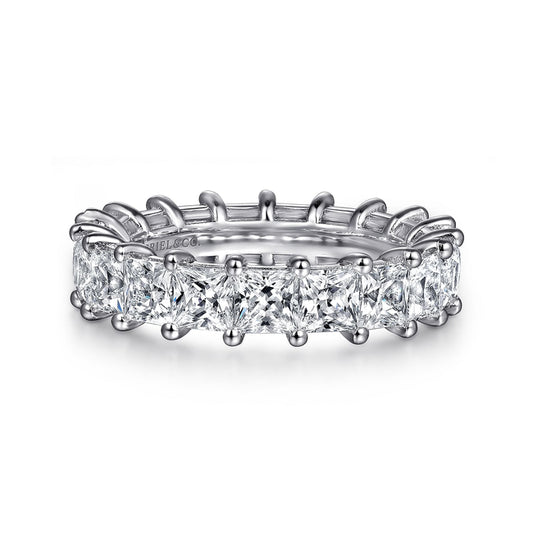 14K White Gold Princess Cut Shared Prong Diamond Eternity Band