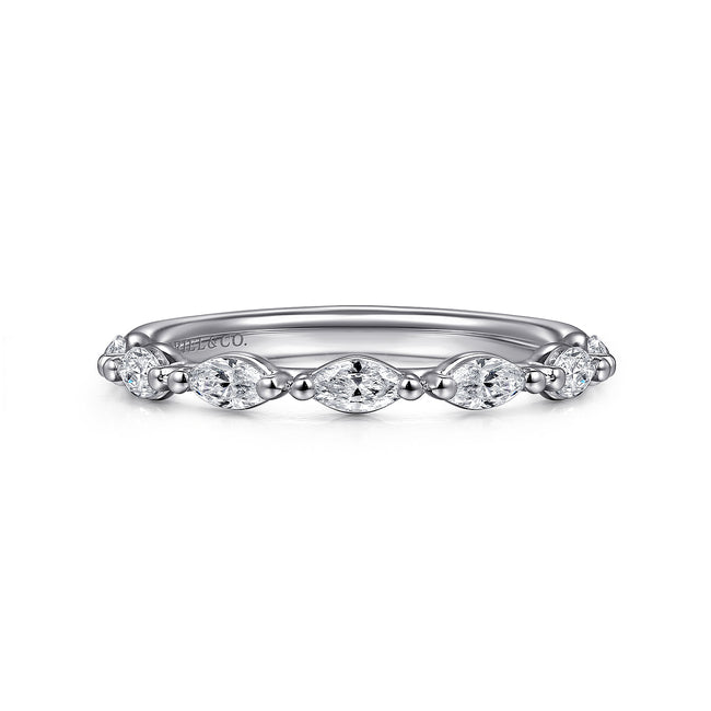 14K White Gold Diamond Marquise Anniversary Band