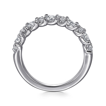 14K White Gold Prongs Marquise and Round Diamond Anniversary Band