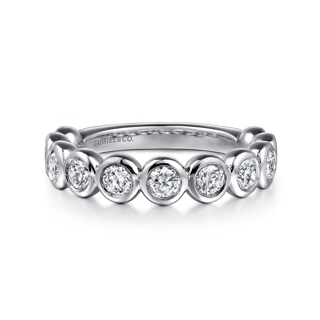 14K White Gold Bezel Set Diamond Anniversary Band