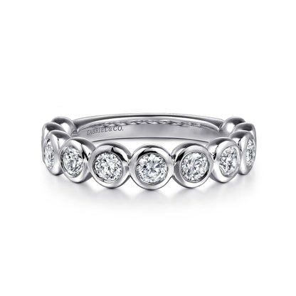 14K White Gold Bezel Set Diamond Anniversary Band