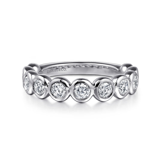 14K White Gold Bezel Set Diamond Anniversary Band