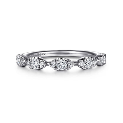 14K White Gold U setting Diamond Anniversary Band