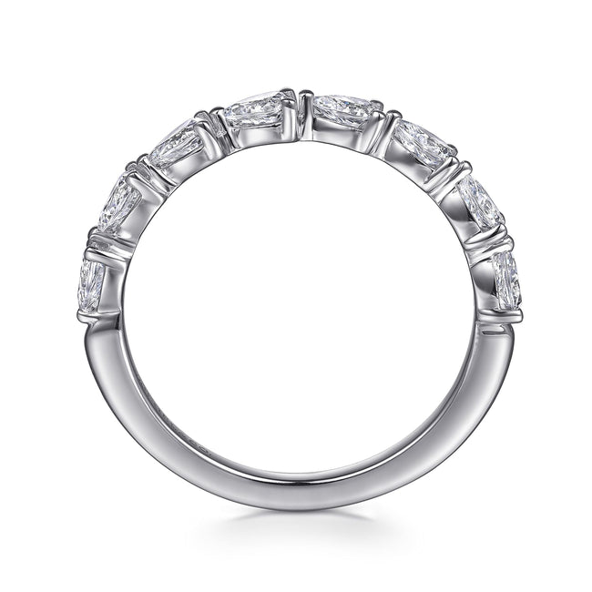 14K White Gold East West Prong Set Pear Shape Diamond Anniversary Band