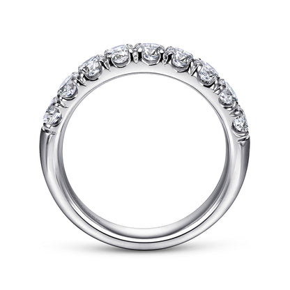 14K White Gold 9 Stone French Pavé Diamond Wedding Band