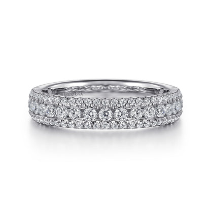 Wide 14K White Gold Diamond Anniversary Band