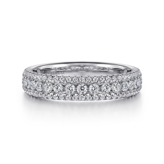 Wide 14K White Gold Diamond Anniversary Band