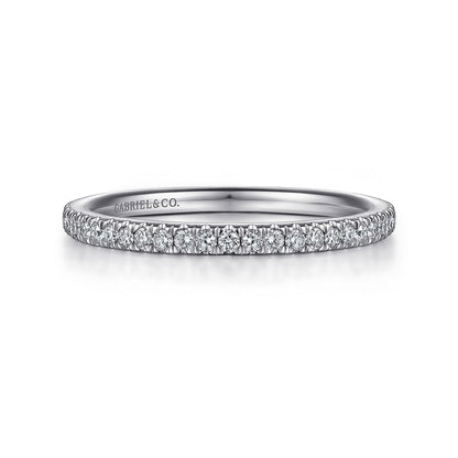 14K White Gold French Pavé Diamond Anniversary Band