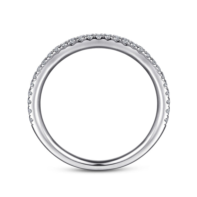 14K White Gold French Pavé Diamond Anniversary Band