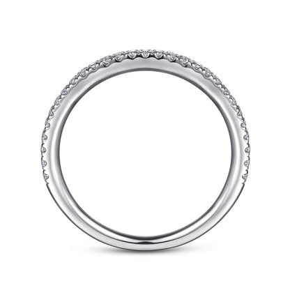 14K White Gold French Pavé Diamond Anniversary Band