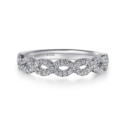 Twisted-14K White Gold Twisted Diamond Anniversary Band