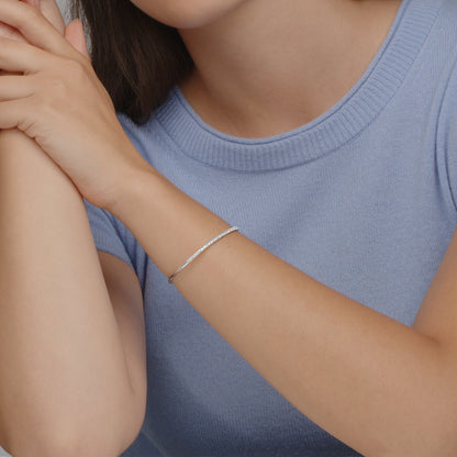 Kwiat Stackable Slim Bangle with Diamonds in 18K White Gold, 2.10 mm