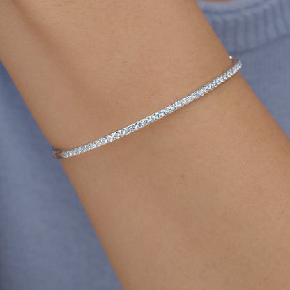 Kwiat Stackable Slim Bangle with Diamonds in 18K White Gold, 2.10 mm