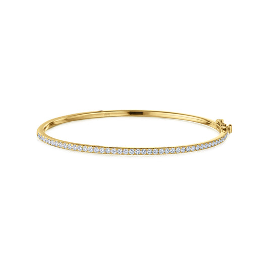 Kwiat Stackable Slim Bangle with Diamonds in 18K Yellow Gold, 2.10 mm