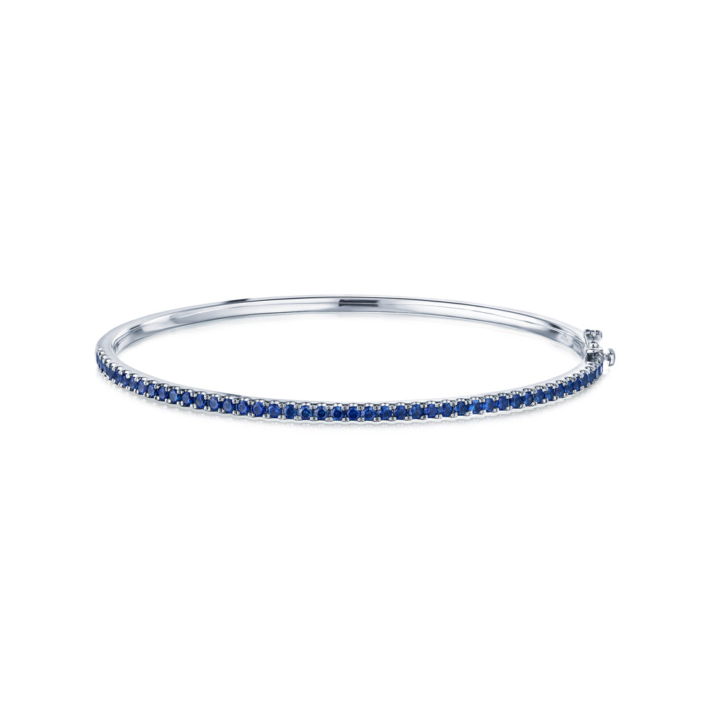 Kwiat Stackable Slim Bangle with Sapphires in 18k White Gold, 2.10 mm