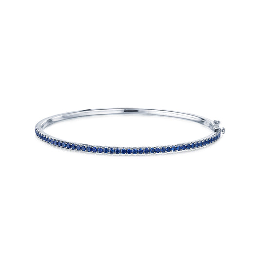 Kwiat Stackable Slim Bangle with Sapphires in 18k White Gold, 2.10 mm