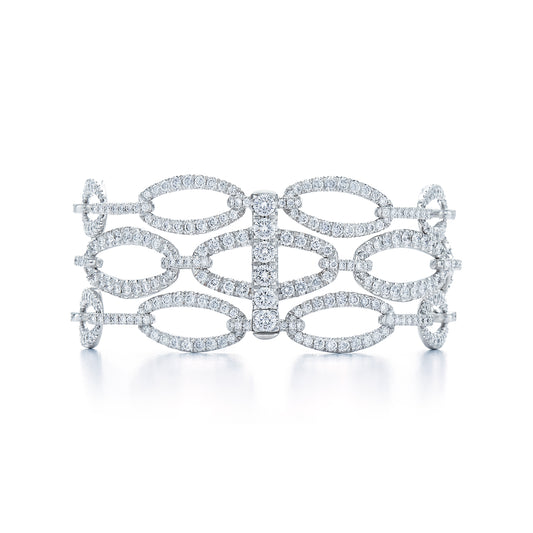 Kwiat Madison Avenue 3 Row Diamond Link Bracelet in 18K White Gold