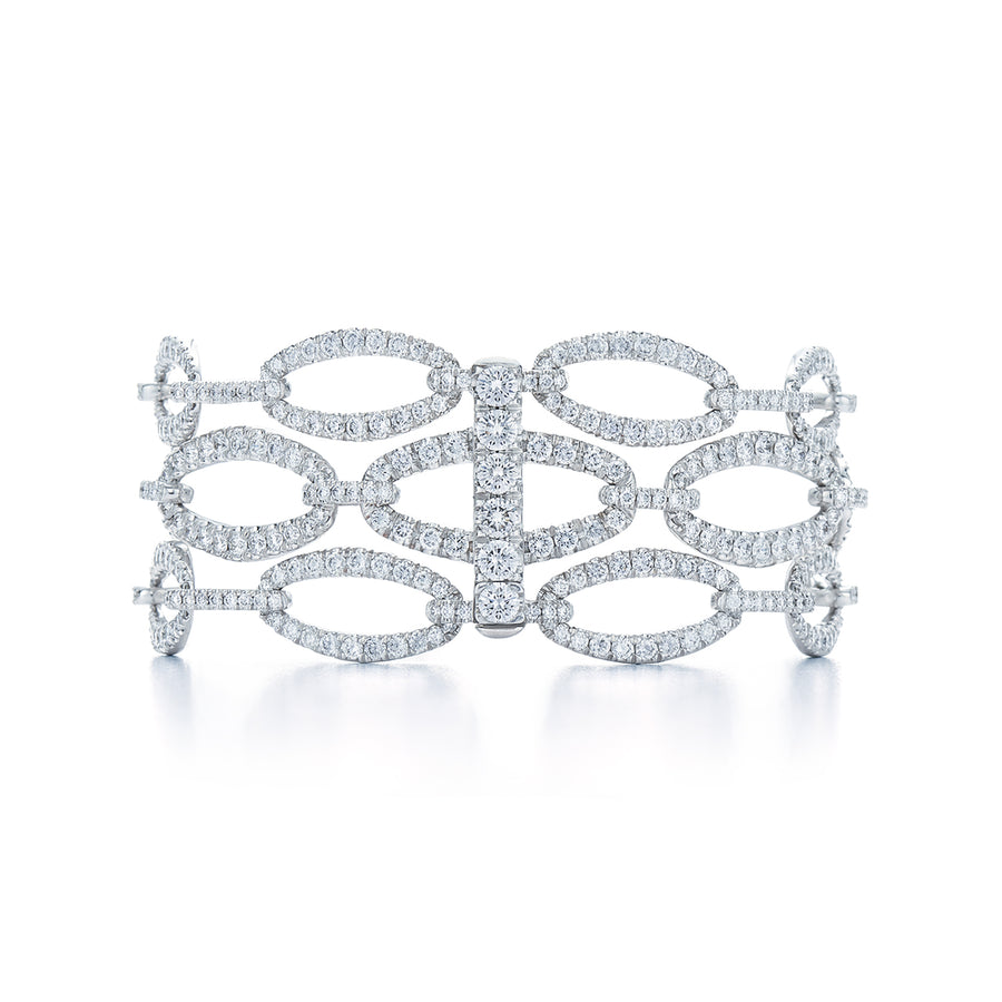 Kwiat Madison Avenue 3 Row Diamond Link Bracelet in 18K White Gold