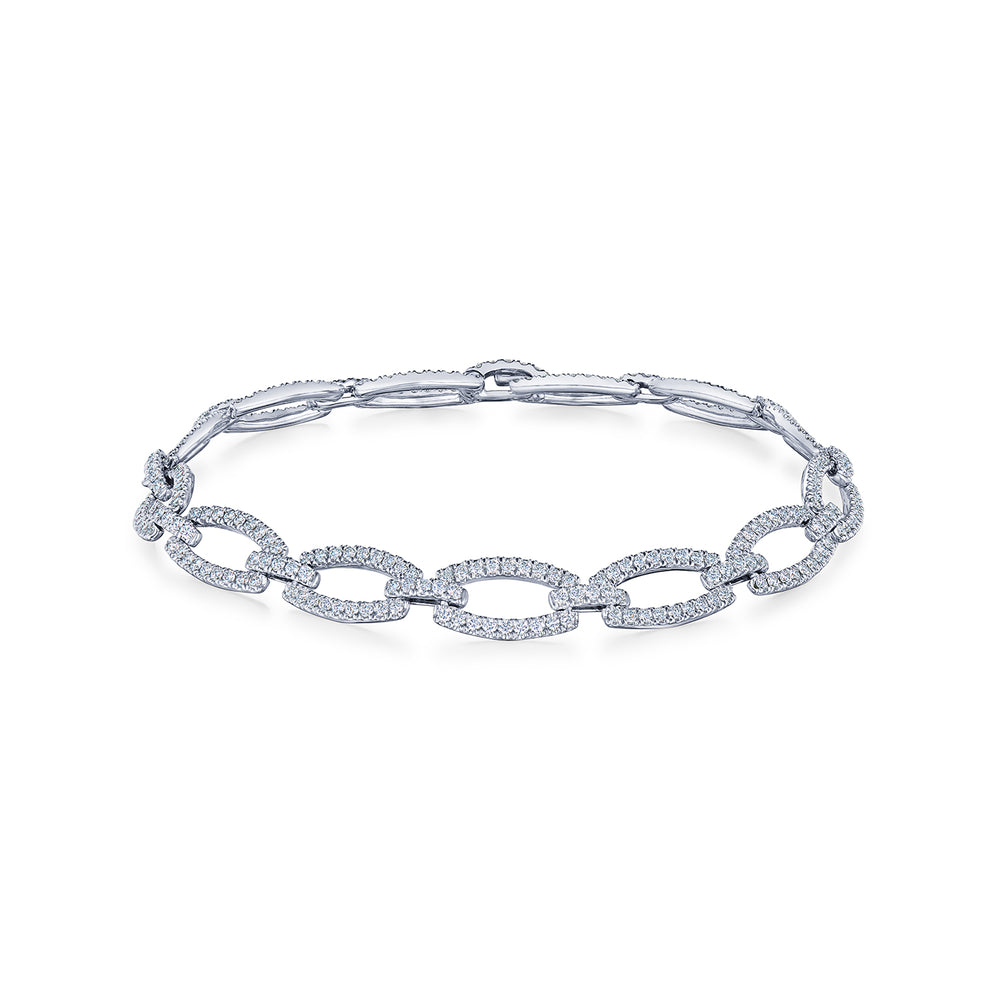 Oval Link Diamond Bracelet in 18K White Gold