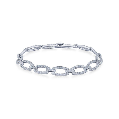 Oval Link Diamond Bracelet in 18K White Gold