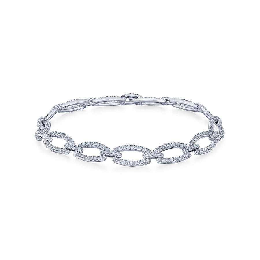 Oval Link Diamond Bracelet in 18K White Gold