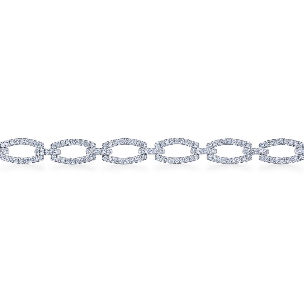 Oval Link Diamond Bracelet in 18K White Gold