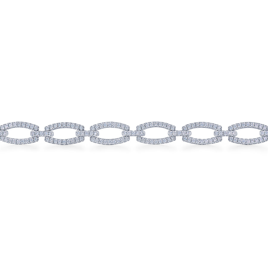 Oval Link Diamond Bracelet in 18K White Gold