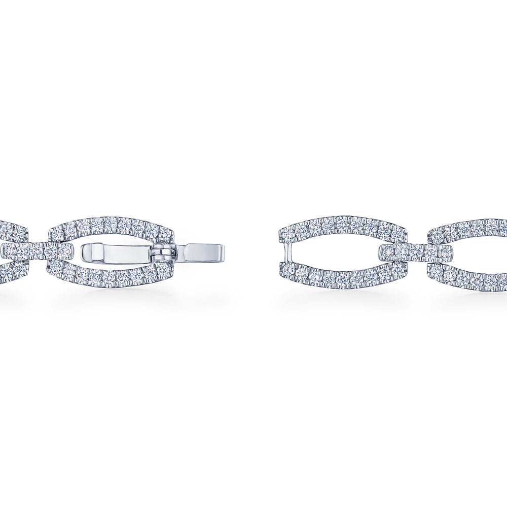 Oval Link Diamond Bracelet in 18K White Gold