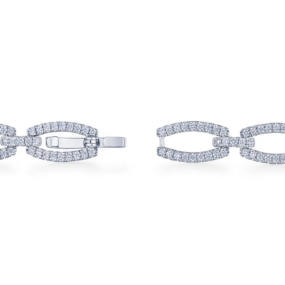 Oval Link Diamond Bracelet in 18K White Gold